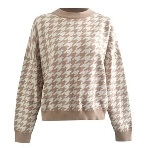 Abercrombie & Fitch Beige Houndstooth Sweater